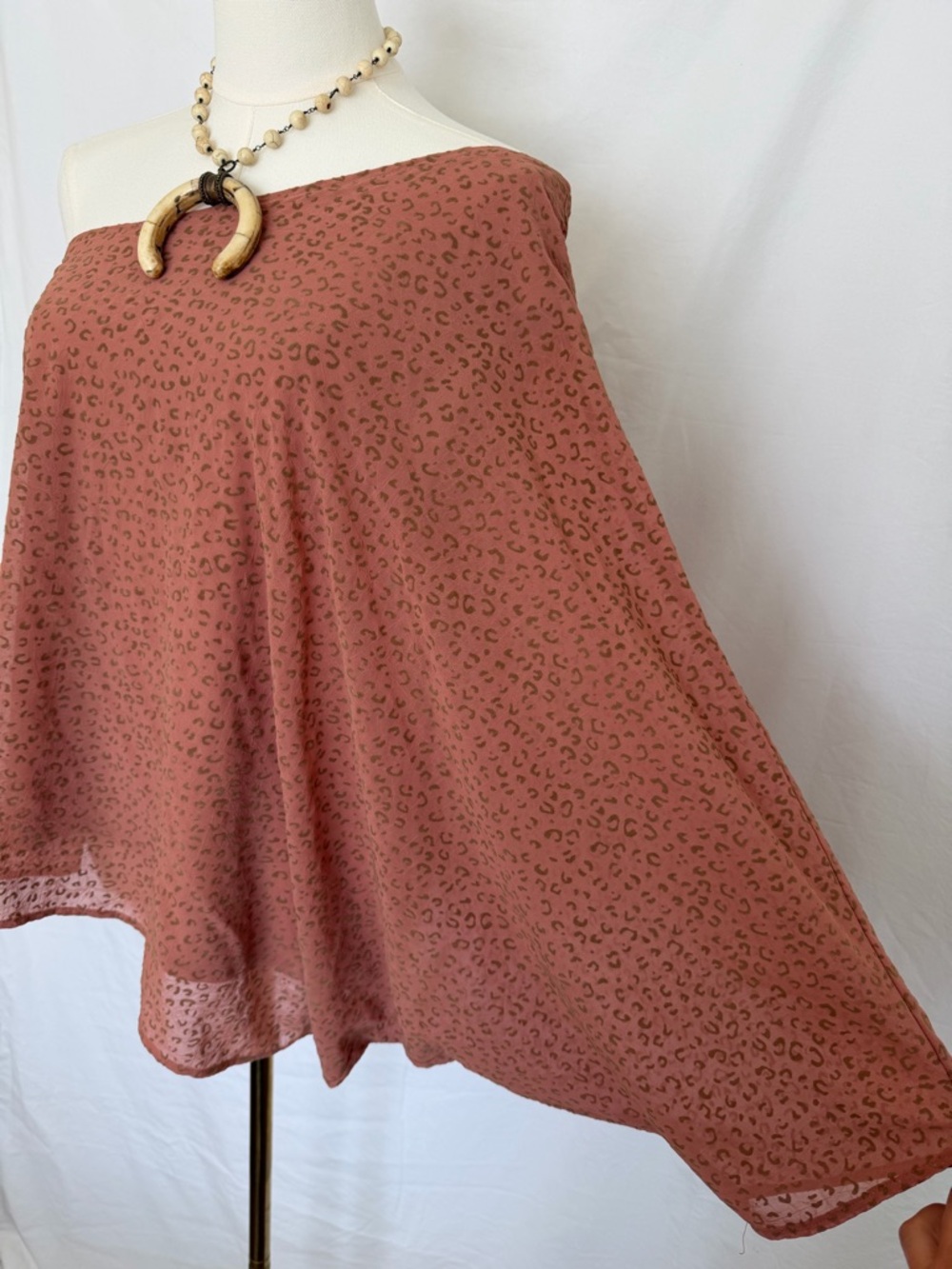 Rust Leopard-Print One-Shoulder Top Women’s Small - Picture 2 of 3